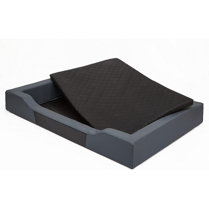 Ліжко для собак, лежанка для собак, м'яка лежанка-софа, килимок для собак, 75x50 см, GRAPHITE ECO-LEDER, чорний матрац