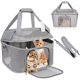 Транспортна переноска для котів та собак, складана переноска-мішок, переноска для тварин з регульованим плечовим ременем, схвалена авіакомпаніями