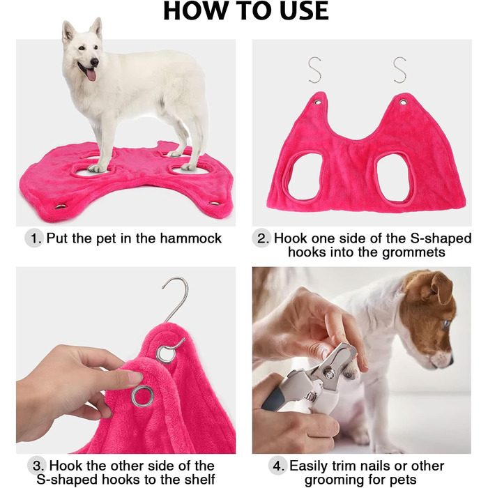 Гамак для собак Aersileng 8-в-1: догляд, стрижка, купання, сумка для маленьких собак та котів (рожевий, S)