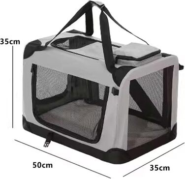 Транспортна сумка для собак і котів, складана переноска з підстилкою, ручками, з оксфордської тканини та сталевим каркасом, з кількома дверцятами (Рожева, 50 x 35 x 35 см)