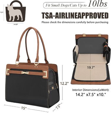 Сумка-переноска для собак та котів 2-в-1 (чорний/коричневий) - стильна та складна переноска для маленьких тварин