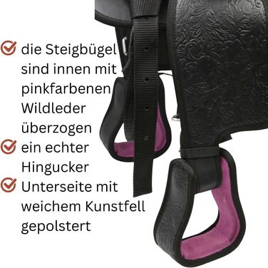 Дитячий ковбойський сідло AMKA DE ROSA чорний/рожевий для поні та шеток