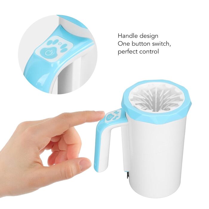 Автоматичний мийка лап для собак, електроприлад, портативна мийка лап з силіконовими щетинками, біло-блакитний колір