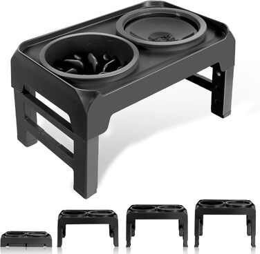 Підвищений годівниця для собак, регульована висота, повільний годівник та миска для води без обливання, набір, миска для корму для собак, миска для води для великих, середніх та маленьких собак, котів та домашніх тварин, чорний