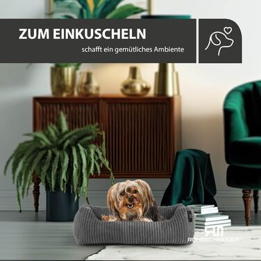 Крісло-лежанка для собак (55x42 см) з подушкою, Cordstoff, сіре, з пакетиками для відходів