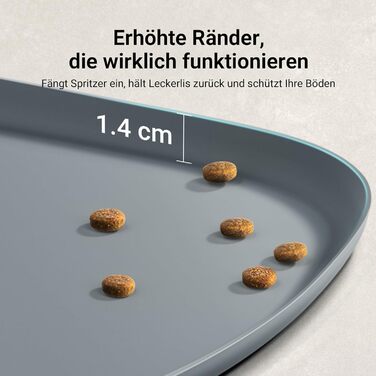 Підкладка під миску для котів DownyPaws, силіконова, 62 x 43 см, сіра, з високим бортиком проти розливання, BPA-free