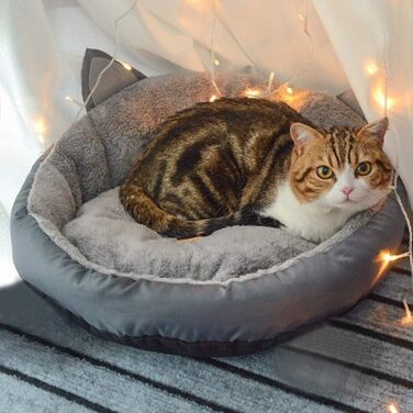 Кругле ліжко для собак та котів Queta. Тепле, миється, зручне ліжко для домашніх тварин (сірий)
