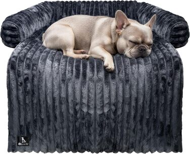 Захисний коврик для собак на диван, розмір M (102x85x12 см), антрацитовий колір. Зручний, водонепроникний, знімний чохол. Підходить для собак маленьких та середніх порід.