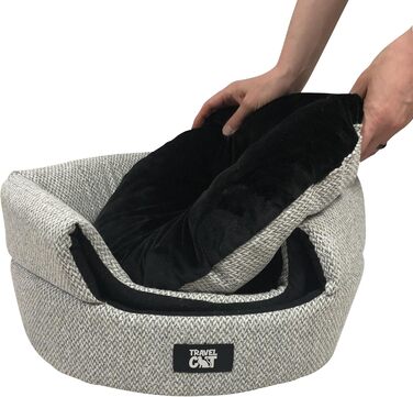 Meowbile будиночок для котів у приміщенні 63,5×45,7×43,2 см, трансформується, довговічне котяче ліжко та печера, м'який сірий, складаний, легкий у догляді