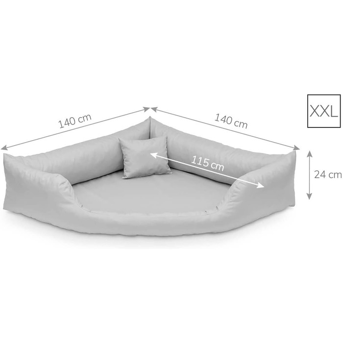 Ортопедичне собаче ліжко Juelle Dakota M-XXL (145x105 см) з ортопедичним матрацом, знімний чохол, можна прати в машині