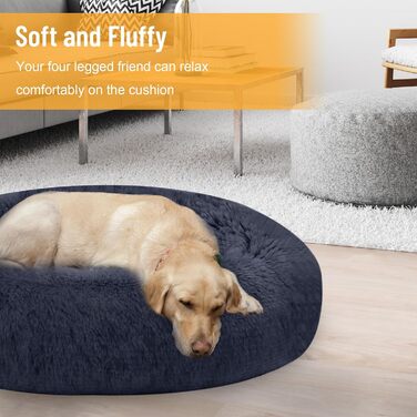 Кругле ліжко для собак і котів з плюшу, 120 см, сіре (4XL)