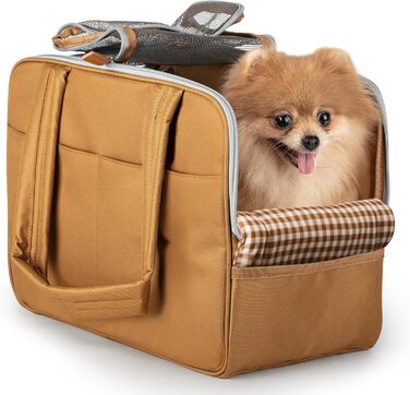 Сумка-переноска для собак та котів – бавовняна, з м'якою підкладкою, з кишенями, дихаюча сітка, зручний ремінь – міцна сумка з поліестеру, легка переноска для тварин, універсальна