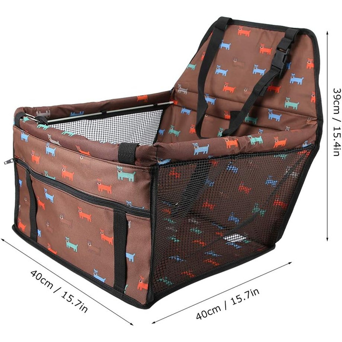 Зручний автокрісло для собак Lyrlody, 3-в-1, з підсумком, дихаючий, з ременями безпеки (колір: коричневий)