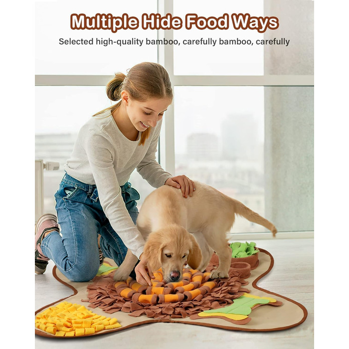 Schnüffelmatte для великих собак HOPET, інтерактивна тренувальна килимок для годування, стимуляція розуму та повільне годування, іграшка для всіх порід