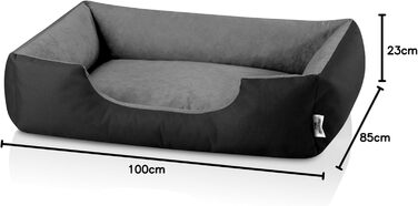 Ляжка для собак BedDog XL - м'яка подушка, корзина, диван, лежанка для середніх собак THE-ROCK (чорний/сірий), 100 x 85 x 23 см