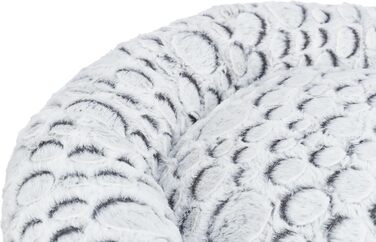 Тріксі лежанка для собак Міла, діаметр 50 см, біло-сіра, м'яке собаче ліжко з плюшем, кошик для маленьких собак, неслизька, 38985