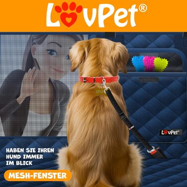 Lovpet® 2в1 водонепроникна автогамак для собак із захистом бортів і вікном, універсальна накидка на заднє сидіння та багажник, темно-синя