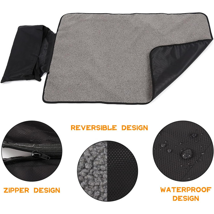 Водонепроникний килимок для тварин, килимок для кемпінгу, теплий килимок для собак та котів 100x70 см, килимок для відпочинку, килимок для подорожей, з сумкою