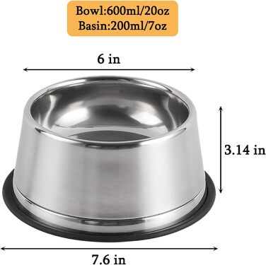 Набір мисок для котів та собак 2-в-1 з нержавіючої сталі з гумовим дном, знімні та стійкі, для цуценят, кошенят, кроликів