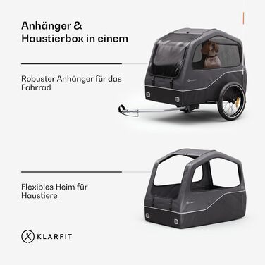 Причіп для собак Klarfit Goldie Home, 334 л, водовідштовхувальний, для дому та прогулянок, вантажопідйомність 40 кг, складаний, 16-дюймові колеса