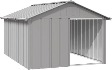 Будка для собак vidaXL, сіра, 116,5x153x81,5 см, оцинкована сталь