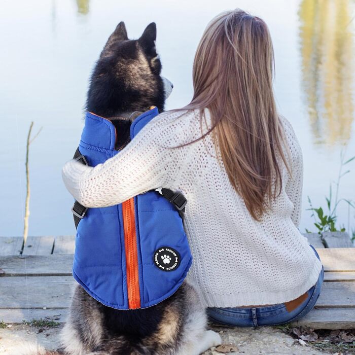 Зимовий теплий одяг для собак: водонепроникний теплий жилет з флісу для цуценят, маленьких, середніх та великих собак (Блакитний, Small)