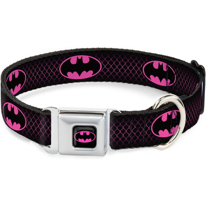Нашийник для собак Buckle-Down Batman, чорний/сріблястий, ліцензія DC Comics