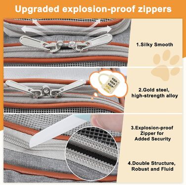 Сумка-переноска для кота/собаки COMSLE, 7 кг, 42x22x25 см, світло-сіра