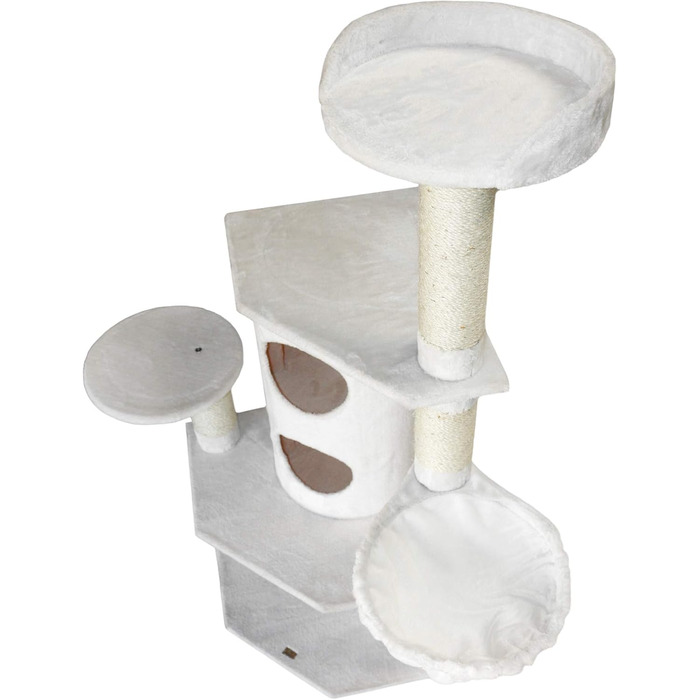 Котячий будиночок з сизалю Bontoy Betty Pro, білий, 65x65x176 см, 12 см стовпчики, для великих котів, стабільний