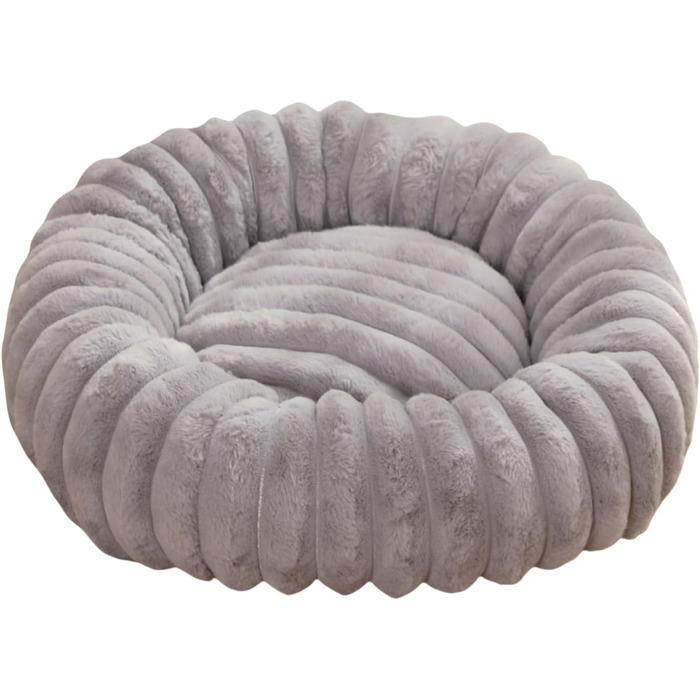 М'яке ліжко-гніздечко для собак та котів | Плюшеве диванне подушкове ліжко з круглим дизайном | Ліжко для собак середніх та маленьких порід, Білий, (70 см, Сірий)