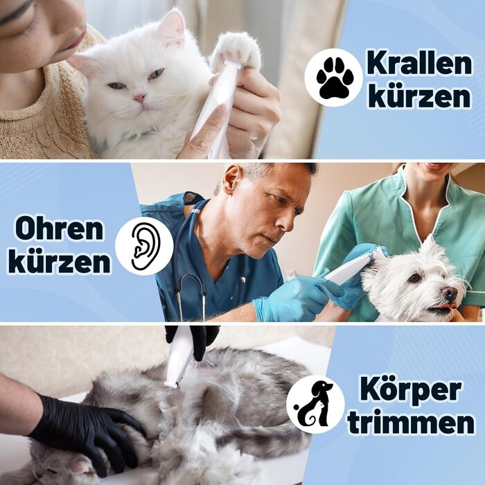 Триммер для стрижки котів та собак PawTrim Pro з LED-підсвічуванням, тихий, перезаряджуваний, вологостійкий