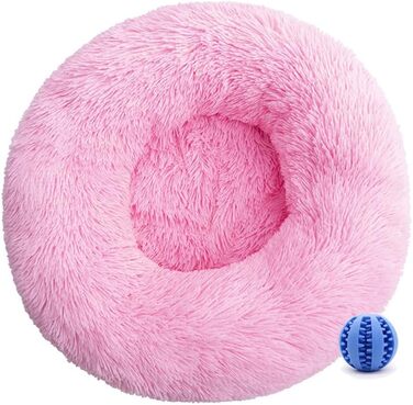 Кругле ліжко для собак та котів, м'яке гніздо-подушка для великих собак, плюшевий кошик для собак, ліжко для цуценят, кошенят, домашніх тварин (70см, Рожевий)