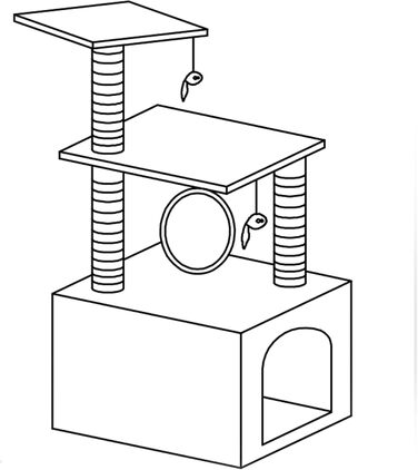 Котячий будиночок SPRINGOS з когтеточкою, лежаком та регульованою висотою, 245 см, сірий (62 см)