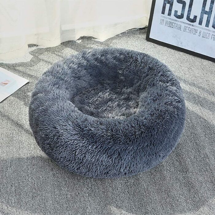 Квітковий лежак для котів та собак, Doughnut форма, 60 см, сірий. Легко чиститься