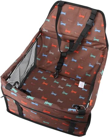 Зручний автокрісло для собак Lyrlody, 3-в-1, з підсумком, дихаючий, з ременями безпеки (колір: коричневий)