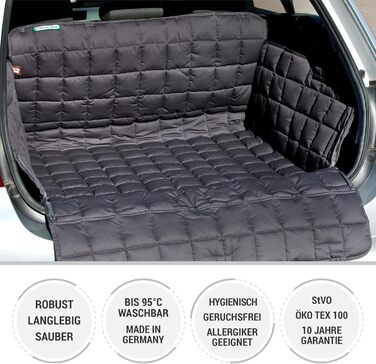 Захист для багажника автомобіля Doctor Bark для собак з захистом краю вантажного люка, миючий та без запаху, комфортний захист з усіх боків для SUV, універсалів та мінівенів (Розмір S/M - 80x100 см/Сірий)