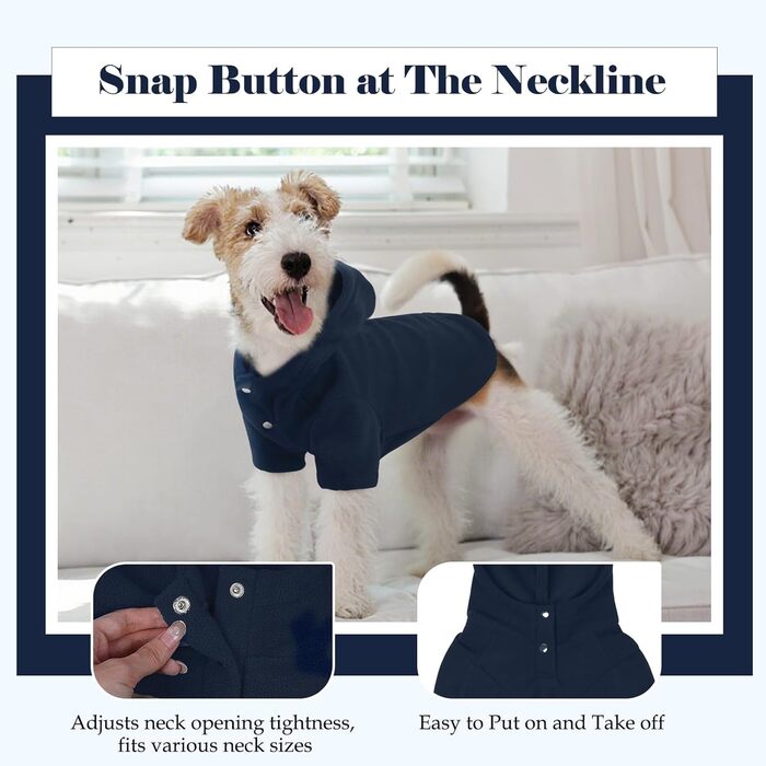 Теплий флісовий худі з капюшоном для великих собак Nanaki з отвором для повідка, блакитний, для хлопчиків та дівчаток, м'який, еластичний, для Бігль, розмір L (Обхват грудей: 58 см)