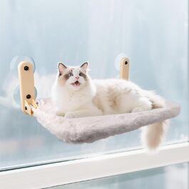 Кігтеточка-ліжко для котів Pet Prime на віконну раму з присосками 85мм, 20кг, знімні чохли, нержавіюча сталь, 45x32см, розкладна, бездротова