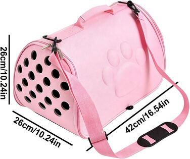 М'яка переноска для тварин - переноска для собак та котів з регульованим ременем для прогулянок та подорожей | Ідеальна для візитів до ветеринара та міста (Рожева, M)