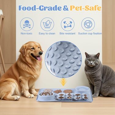 Силіконовий килимок для годування собак та котів - Slow Feeder, антиковзкий, інтерактивний, пазл-годувальник, для швидких їдців (Блакитний)