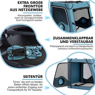 Складана переносна переносна коробка для собак Snagle Paw, стабільна переноска для заднього сидіння автомобіля з підголовником, металевий каркас, переноска для подорожей для середніх/великих собак, переноска з сітчастими дверцятами та м'якою оббивкою (68с