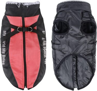 Теплий зимовий одяг для собак: куртка з шлейкою для маленьких, середніх та великих собак. Яскрава зимова куртка для собак (Blue, XXXXXXL, 6XL, Red)