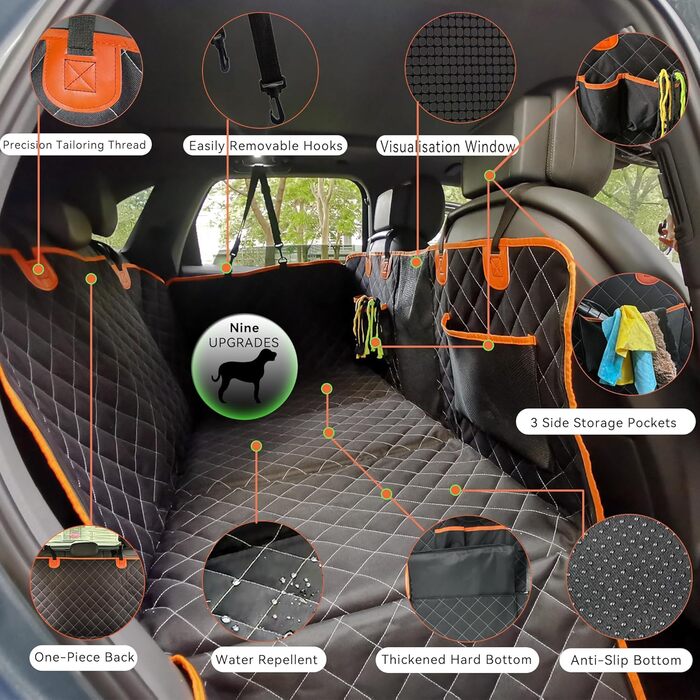 Захисний чохол на сидіння автомобіля для собак, великих порід, водонепроникний, стійкий до подряпин, з кишенями та сіткою, антиковзаючий, для подорожей