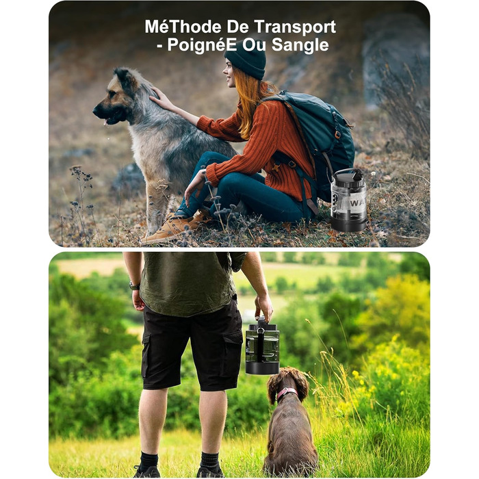 Водяна пляшка для собак Lesotc 2200 мл, велика, чорна – для подорожей та кемпінгу