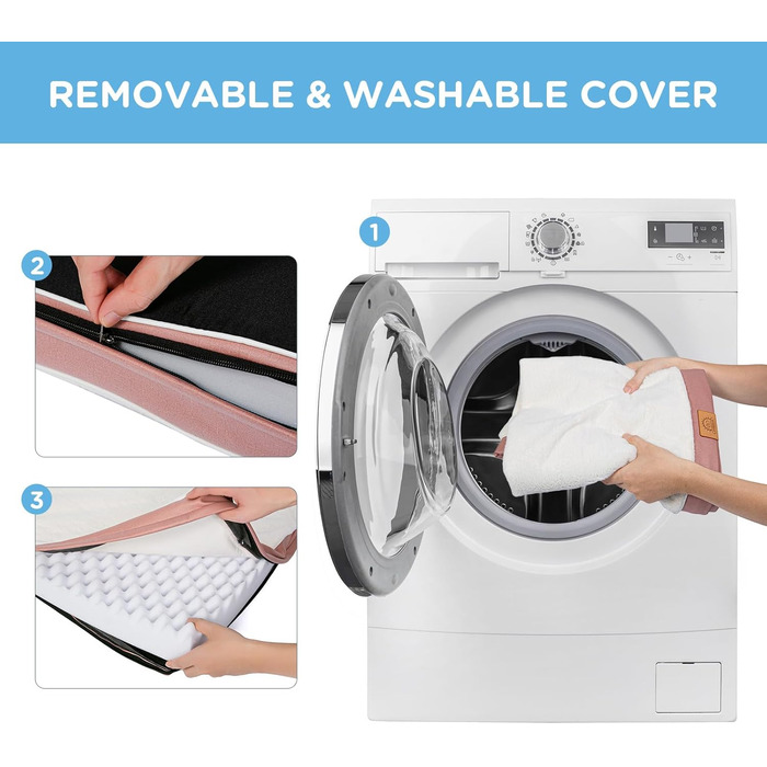 Ортопедичне ліжко для собак середніх порід Sunheir, вологостійке, Deluxe з плюшем, знімний та пральний чохол, неслизьке дно (Рожевий)