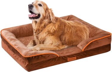 Ортопедичне ліжко для собак AUSCAT, 60x45 см, коричневе. Знімний, водонепроникний чохол, антиковзаюча підставка.