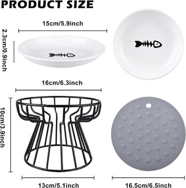 Набір з 2 керамічних годівниць для котів на підставці, підняті миски для кошенят та цуценят