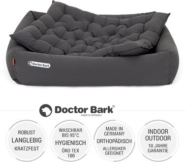 Ортопедичне ліжко для собак Doctor Bark - миється до 95°C, гігієнічне, без запаху, для середніх собак, сірий кошик з лежаком (L - 90x80 см)