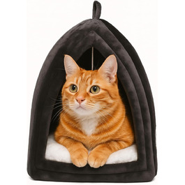 Заспокійливе ліжко для собак Mittel – м'яка анти-тривожна лежанка для тварин для переноски, зручне плюшеве ліжко з антиковзним дном, сіре, (38 x 38 x 38 см)