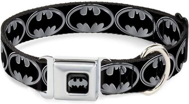 Buckle-Down нашийник для собак Batman, чорний/сріблястий, міцний, регульований